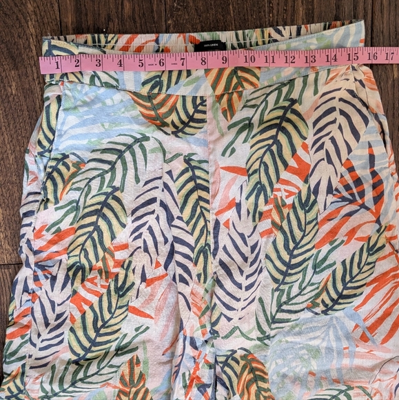 Tahari Tropical Print Wide Leg Pants 100% Linen - Picture 5 of 6